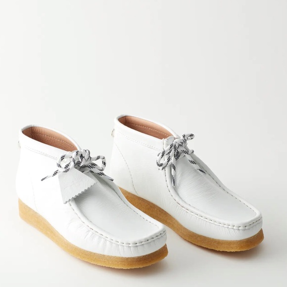 Tibi Shoes - Tibi x Clarks White Patent Leather Wallabee Boots Size 7